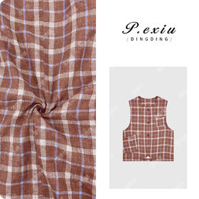 PanYiXiu/潘依绣【红茶玛奇朵】100%亚麻设计感叠穿格纹马甲7080T
