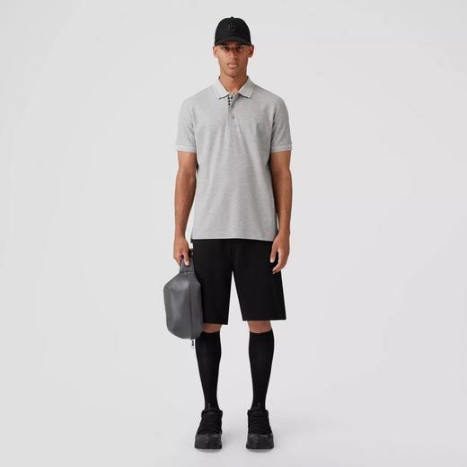 bur巴宝莉橡树叶徽章刺绣珠地网眼布棉质 Polo 衫 商品图0