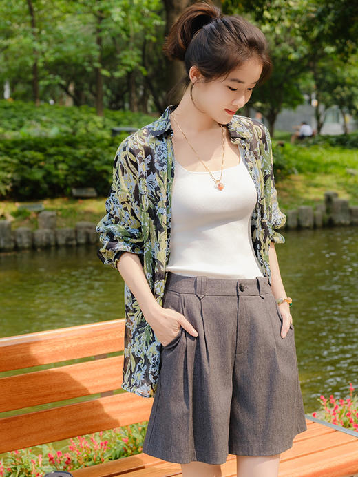 春风花影 苎麻印花衬衫FCG1SHT122 商品图0