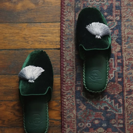 NJP 时髦明星家居系列 丝绒流苏皮质拖鞋居家原创设计男女同款NJP006 商品图5