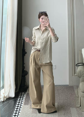 【门店同款】ENJOY春季极简亚麻翻领衬衣 169266429