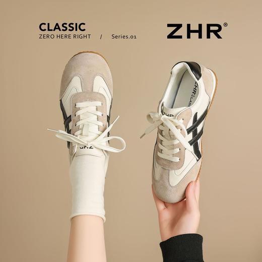 ZHR头层牛皮德训鞋女2026春季超软小白鞋女轻便平底休闲鞋阿甘鞋 商品图6