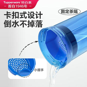 特百惠（Tupperware）晶彩MAX塑料杯600ml 男女士学生运动水杯子大容量泡茶杯 纯净蓝 商品图2