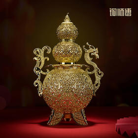 铜师傅《龙凤呈祥》新中式玄关办公室桌面花丝葫芦福禄乔迁开业礼物