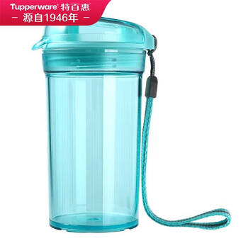 特百惠（Tupperware）晶彩mini塑料杯280ML 男女学生夏季水杯子儿童双饮口便携 碧海蓝 商品图1