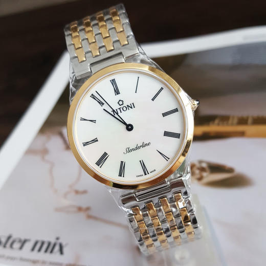 【99新】TITONI 梅花TQ 52926 SY-340石英机芯37MM（男款）纤薄系列精钢镀金160426NJ36 商品图4