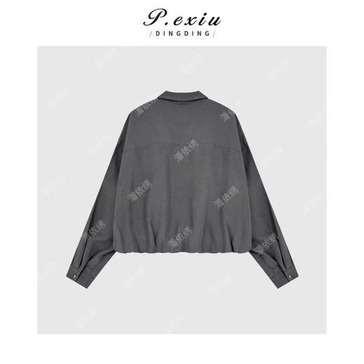 PanYiXiu/潘依绣天丝亚麻松弛感假两件抽绳下摆长袖衬衫W-63478 商品图2