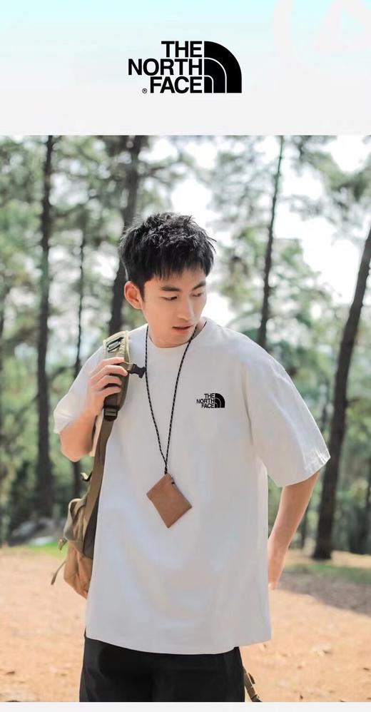 F042101夏季新款纯棉椰树图案热带岛屿男女同款拼接螺纹双车线冰凉透气短袖T恤 商品图8