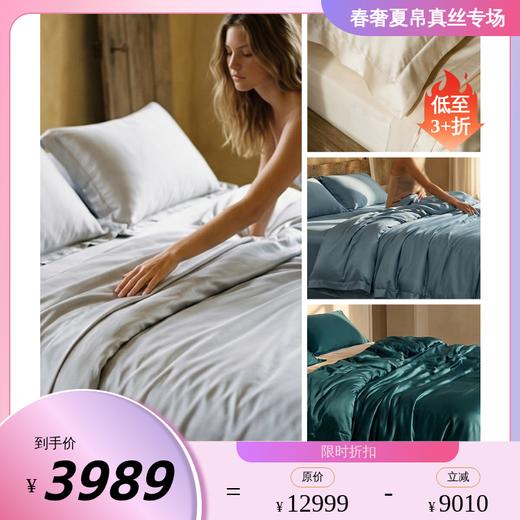 轻奢四件套桑罗SANGLUO纯色INS风桑蚕丝高端床上用品02864700 商品图1