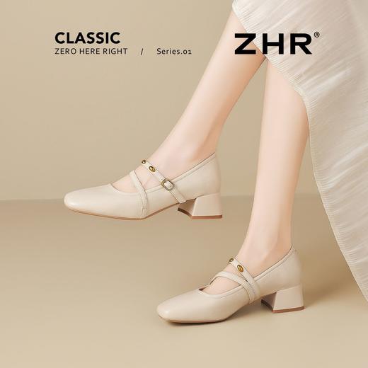 ZHR法式复古扣饰粗跟玛丽珍鞋女鞋2026新款百搭通勤轻便增高单鞋 商品图5