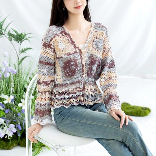 苏苏姐家悬铃蕾丝开衫段染版手工diy编织钩针5号段染毛线团材料包 商品图2