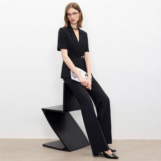 IWY/高级感黑色短袖西装套装女夏季新款职业装面试工作服26CP969 商品图3