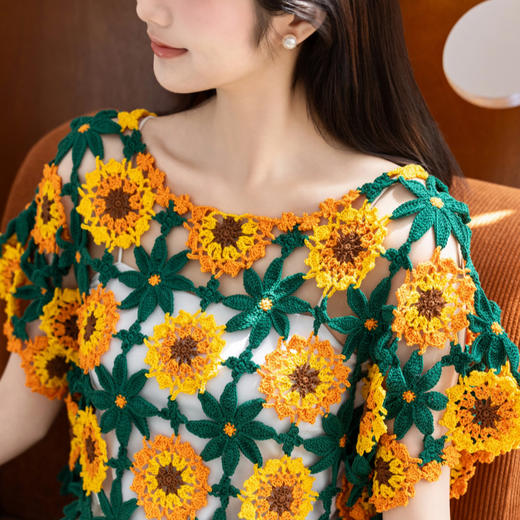 苏苏姐家花野罩衫手工diy衣服钩针蕾丝短袖毛线团自制材料包 商品图2