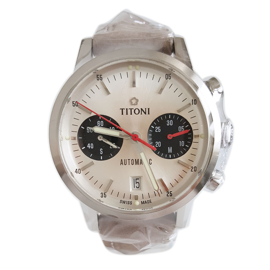 【99新】TITONI 梅花94020S-ST-680自动机械机芯日期显示、计时41MM（男款）HERITAGE 复刻系列精钢180426NJ54