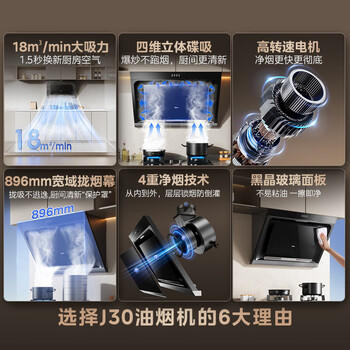 美的（Midea） 抽吸排油烟机侧吸式家用抽油烟机 燃气灶具烟灶套装立体环吸 J30+Q330（液化气）【套装商品】 商品图1