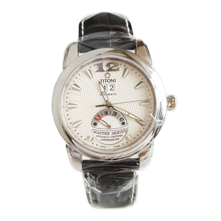 【99新】TITONI 梅花94888 S-ST-297天文台认证自动机械机芯大日历、动力储备显示39.2MM（男款）Master Series大师系列精钢170426NJ54