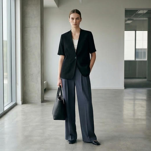 PALUOPO/PL19姆米弹力冠乐绉桑蚕丝V领重工提花简约百搭外套ES250072Z 商品图8