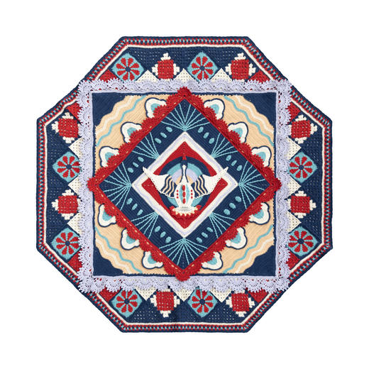 苏苏姐家鸿雁团花平棋毯子手工DIY家居钩针毛线4股棉自制材料包 商品图4