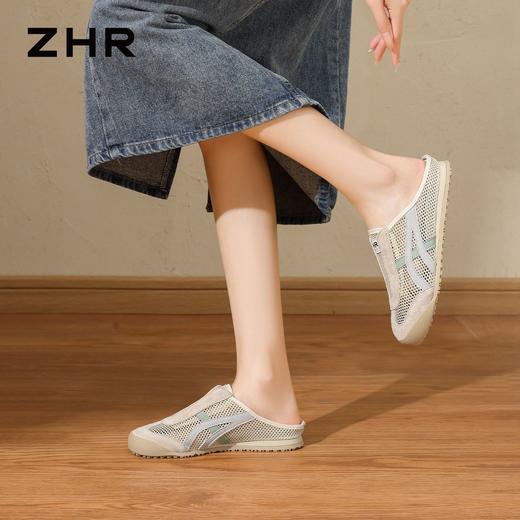 ZHR复古脚蹬半拖鞋2026夏季新款软底透气网面女鞋百搭休闲鞋 商品图7