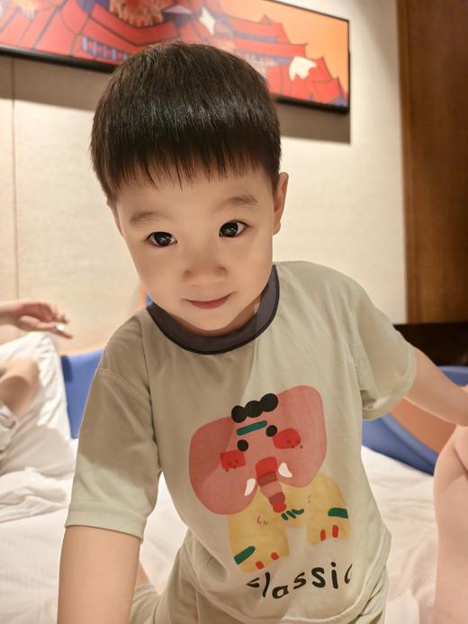 【天丝晾感家居服】高帽熊儿童莱赛尔睡衣春夏季凉感薄款男女童短袖长裤家居服中大童空调服100-180cm 商品图7