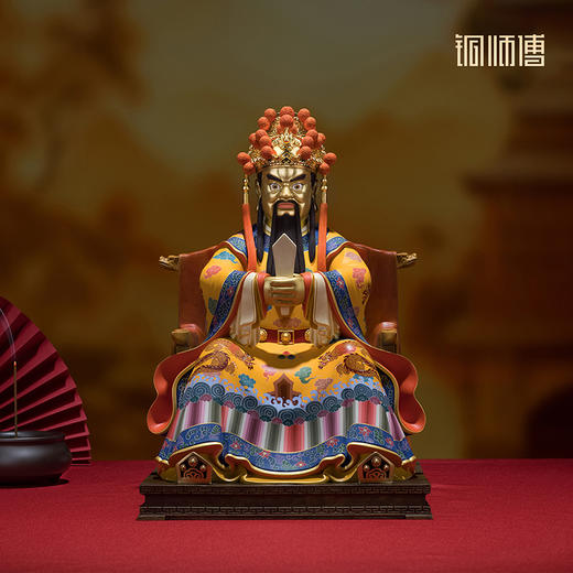 铜师傅《龙五爷》客厅 桌面全黄铜泥金财神  家居纯手绘菩萨摆件 商品图0