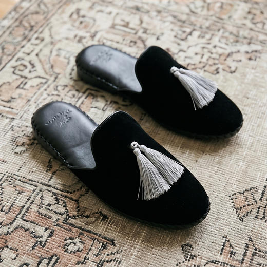 NJP 时髦明星家居系列 丝绒流苏皮质拖鞋居家原创设计男女同款NJP006 商品图4