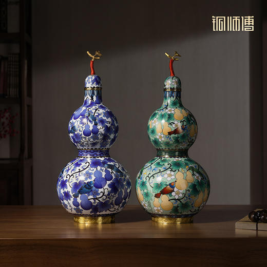 铜师傅《平安福禄》《福禄双全》客厅紫铜葫芦摆件 家居工艺品 商品图0
