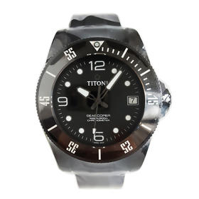 【全新】TITONI 梅花83600C-BK-256天文台认证自动机械机芯日期显示42MM（男款）Seascoper 海洋探索系列碳/陶瓷180426NJ26
