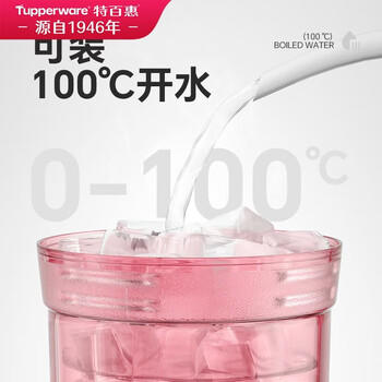 特百惠（Tupperware）晶彩mini塑料杯280ML 男女学生夏季水杯子儿童双饮口便携 蜜桃粉 商品图1