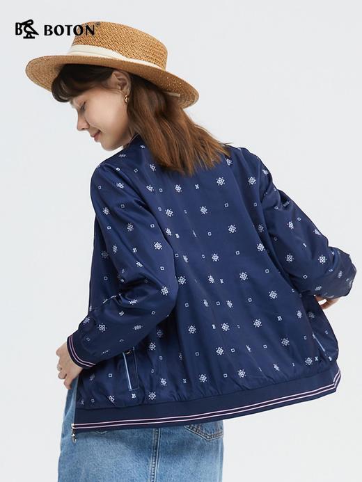 波顿女士春秋季棒球服潮流时尚美式休闲印花短款长袖外套LJ862120 商品图2