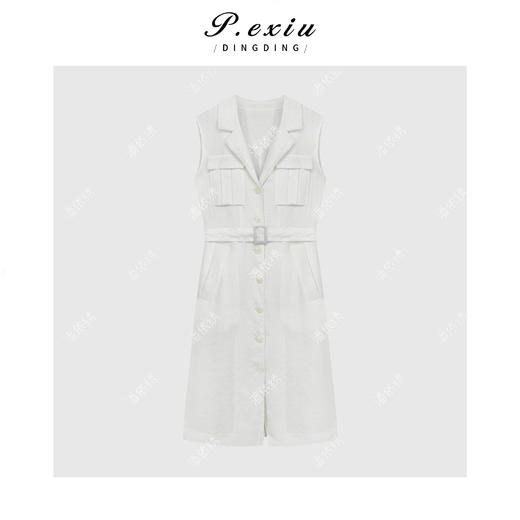 PanYiXiu/潘依绣【亚麻思绪】100%亚麻设计感工装系带连衣裙 W-62805 商品图1