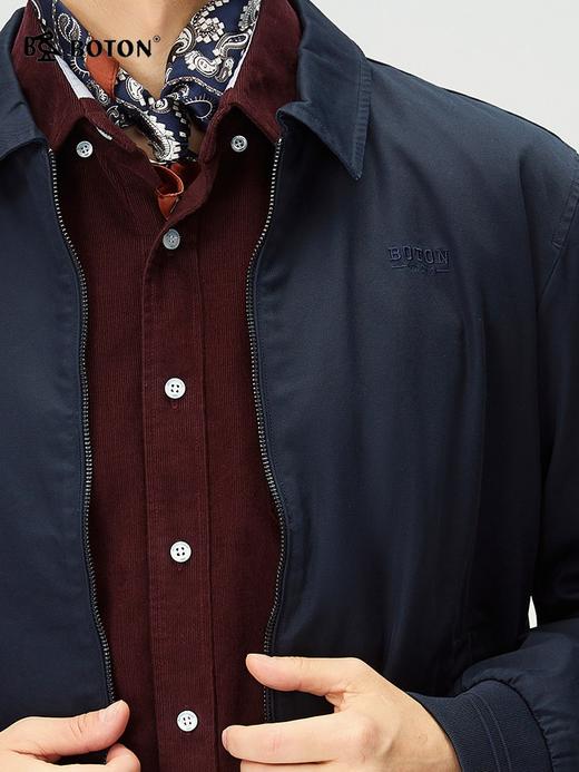 波顿男士春秋季简约净色翻领外套 棉质百搭商务休闲夹克MJ928321 商品图5