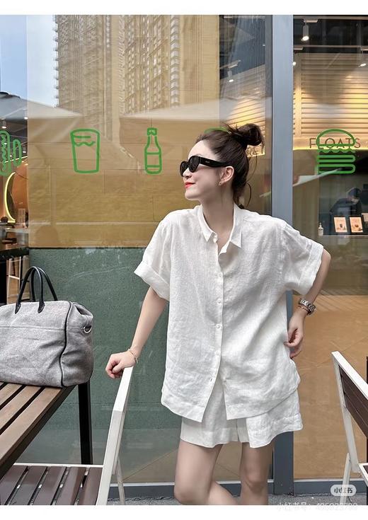 卷袖100%亚麻衬衣 商品图8