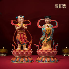 铜师傅《金童玉女》客厅桌面中式铜摆件 家居吉祥装饰工艺品礼物