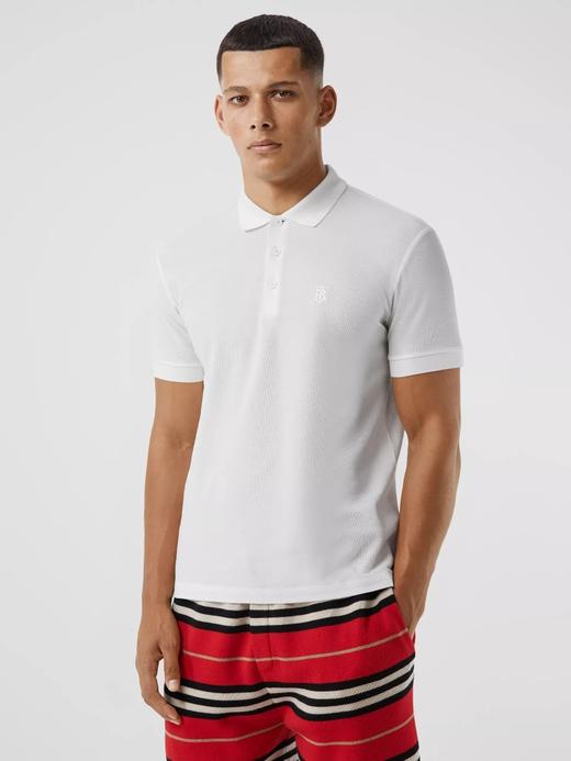 bur巴宝莉橡树叶徽章刺绣珠地网眼布棉质 Polo 衫 商品图1