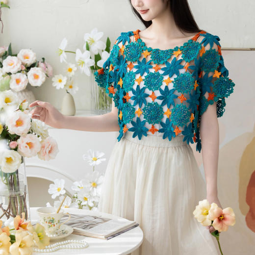 苏苏姐家花野罩衫手工diy衣服钩针蕾丝短袖毛线团自制材料包 商品图1