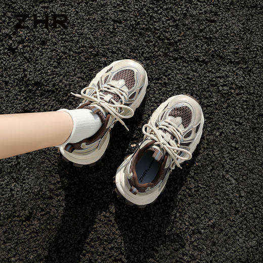 ZHR厚底老爹鞋女2026年春夏季新款银色增高透气鞋子运动鞋软底休闲 商品图5