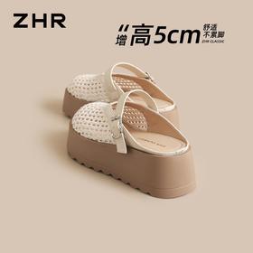 ZHR则则包头编织半拖鞋女2026新款夏季厚底外穿轻便配裙罗马凉拖