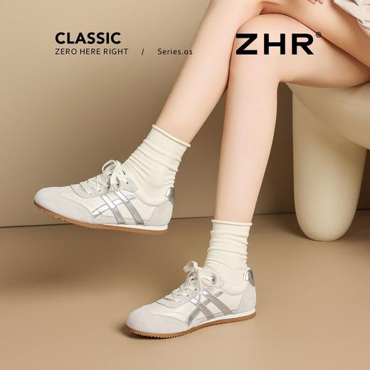 ZHR头层牛皮德训鞋女2026春季超软小白鞋女轻便平底休闲鞋阿甘鞋 商品图8
