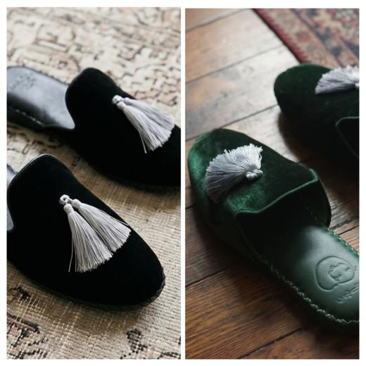 NJP 时髦明星家居系列 丝绒流苏皮质拖鞋居家原创设计男女同款NJP006 商品图1