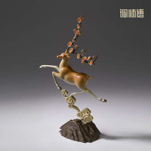 铜师傅《一路生花》客厅桌面铜鹿摆件 家居装饰工艺品摆件礼物 商品图3