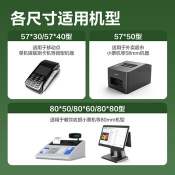 得力（deli）57*30型6.5米*50卷 薄荷海无管芯热敏超市纸 京东外卖超市小票纸 ZS189【适配58mm机器 5801P等】 商品图4