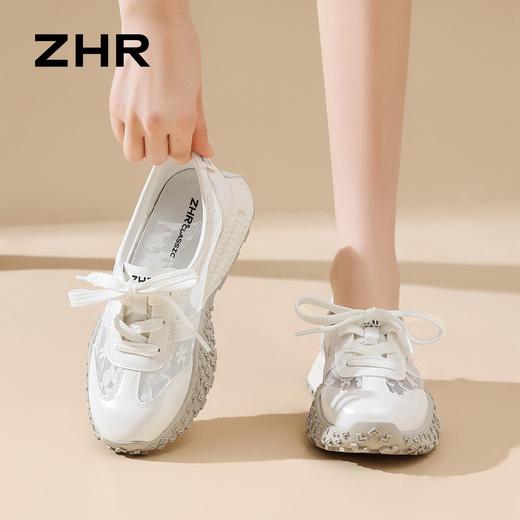 ZHR则则绣花蕾丝网面透气德训鞋阿甘鞋2026夏季新款运动休闲鞋女 商品图8