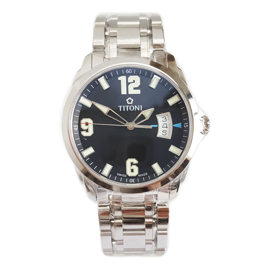 【99新】TITONI 梅花TQ 53959 S-505石英机芯日期显示40MM（男款）翱翔系列精钢160426NJ39