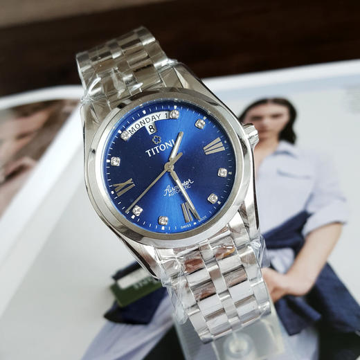 【99新】TITONI 梅花93808 S-259自动机械机芯日期、星期显示39MM（男款）Airmaster 空中霸王系列精钢170426NJ19 商品图4