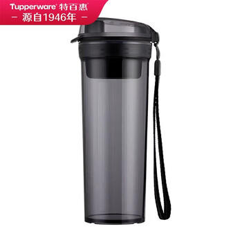 特百惠（Tupperware）晶彩400ml塑料杯男女士学生运动水杯子大容量泡茶杯 酷炫黑 商品图4