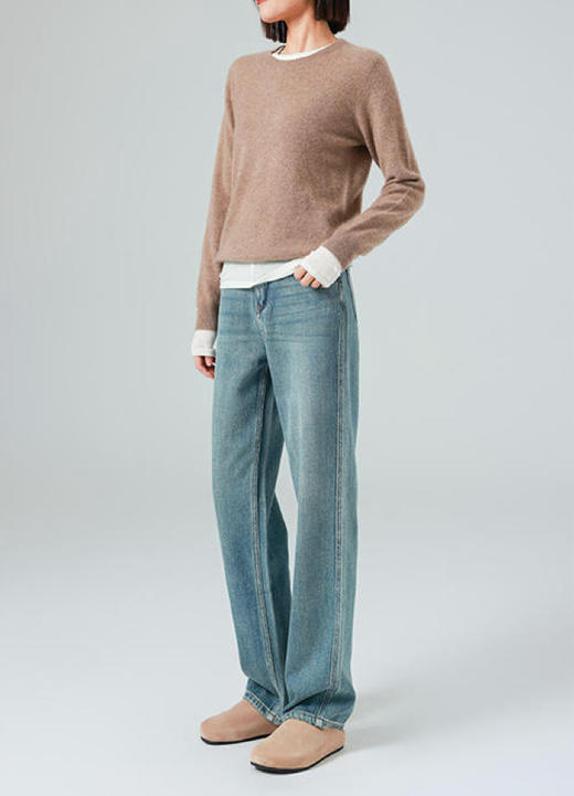 【99包邮 仅此一天】基础款阔腿裤！窄版直筒牛仔裤！2026女Jeans 软面料通勤休闲高腰春夏款！ 商品图0