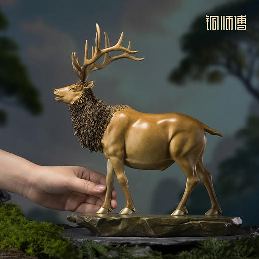 铜师傅《一路顺》客厅桌面铜鹿摆件 家居装饰工艺品 商品图4