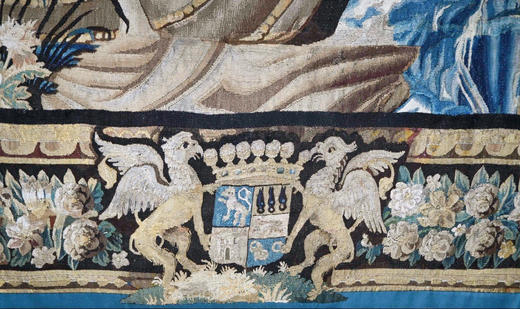 独角鹿西洋古董17世纪比利时佛兰德斯工坊出品宏大叙事主题羊毛挂毯《亚历山大远征：格拉尼库斯河战役》 商品图6