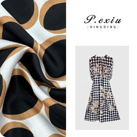 PanYiXiu/潘依绣【夏日旋律】人丝法式撞色波点系带连衣裙W-61416